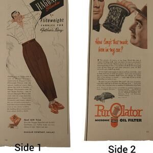 Haggar Mens Fashion / Purolator Filter Muck - 1950 Original Retro Vtg‎ PRINT AD